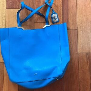 Ralph lauren blue leather tote